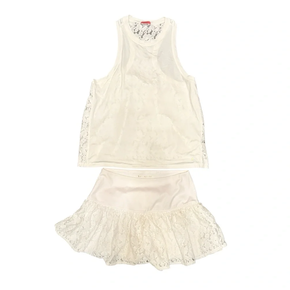 Kate Spade White Lace Skort & Tank Set Size Small Tennis Flirty Sporty Preppy